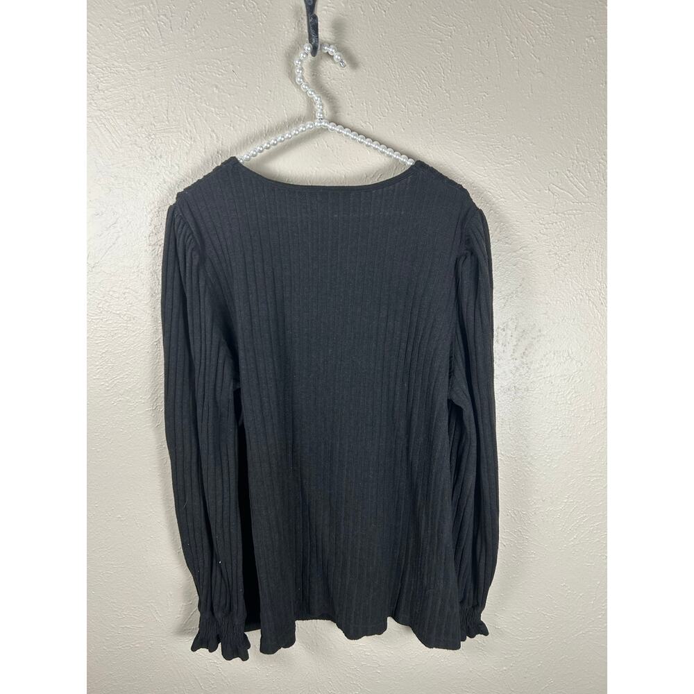 Classic Basic Black Long Sleeve Shirt Women's Size 3XL Whimsy Ribbed Capsule Top - Picture 7 of 9